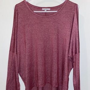 Maroon Open Shoulder Long Sleeve Top